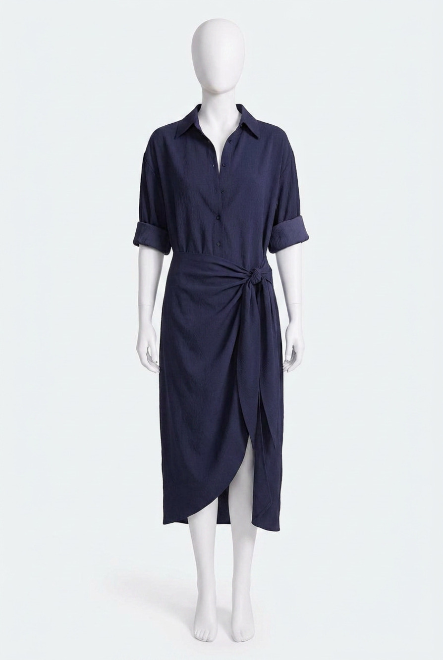 NEW APIECE APART alessandra sarong shirt dress in midnight